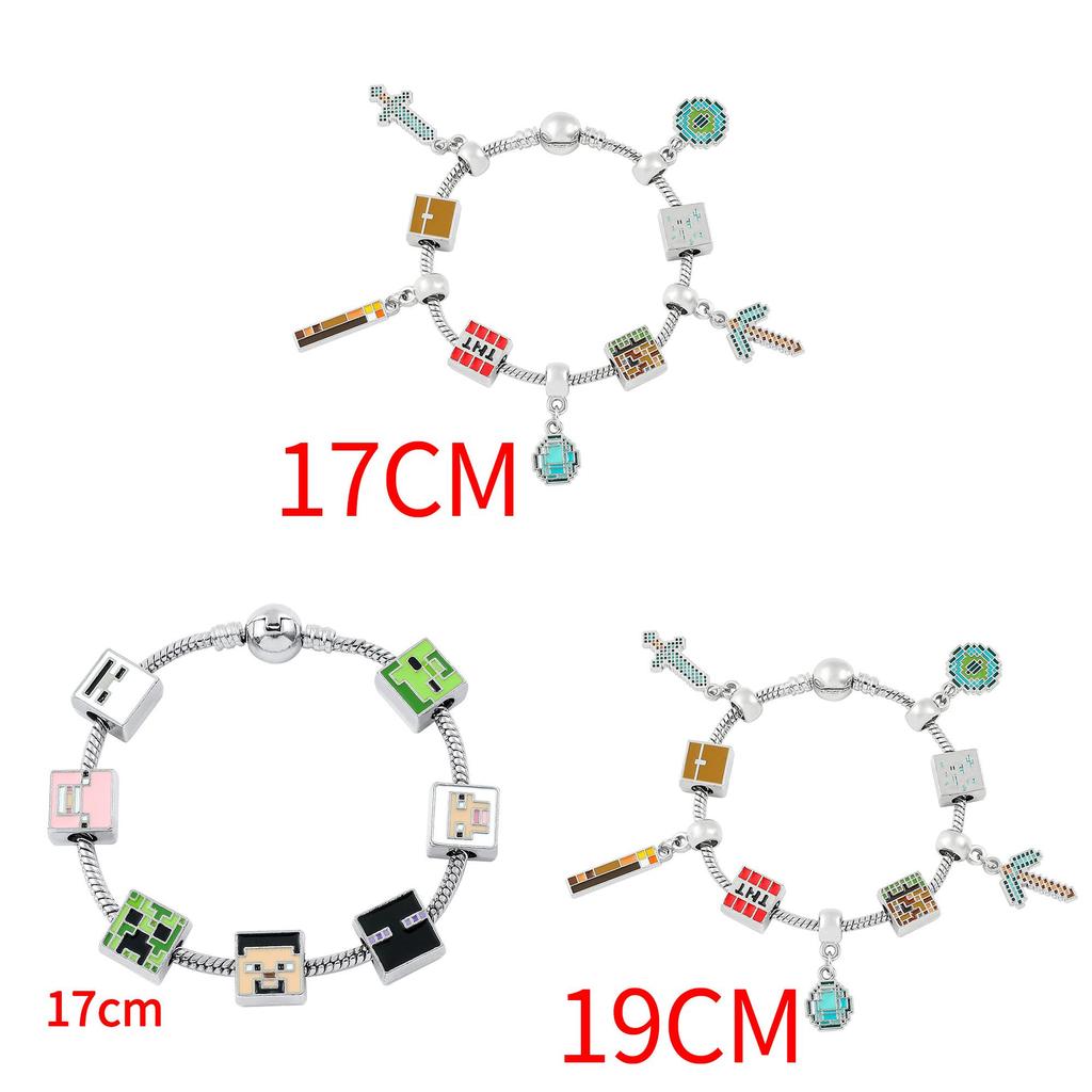 Minecraft Diy Bead Bracelet Kit With Zinc Alloy Charms For Teens And Adults
