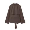 Moda Autunnale Multicolore con Cintura Cappotto Corto Joker Manica Lunga Cappotto Casual Capospalla