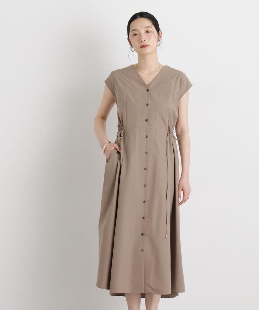 MINOTECH French Sleeve Flare Size 053 [Nano Universe] (R) V-Neck Dress, Women's, M, Mocha, 669-6119313