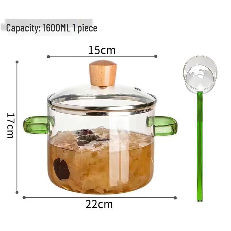 

ZISIZ 1.6L High Borosilicate Glass Milk/Soup Pot with Spoon