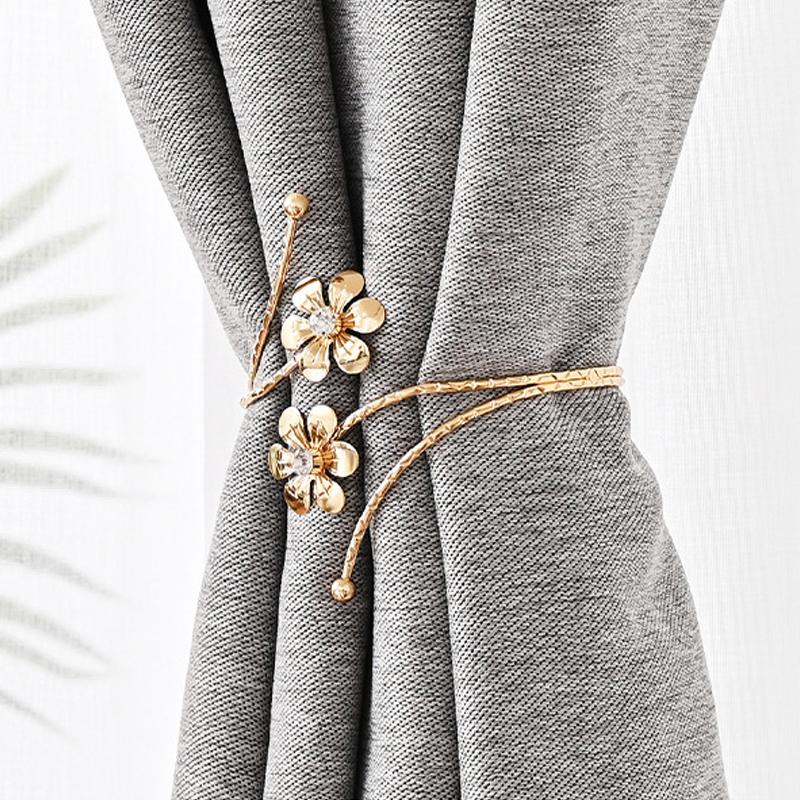 1PC Luz Luxo Dupla Flor Cortina Fivela Ouro Prata Cortina Suporte Cortina Alça Cortina De Metal Moderno Minimalista Cortina Clipe