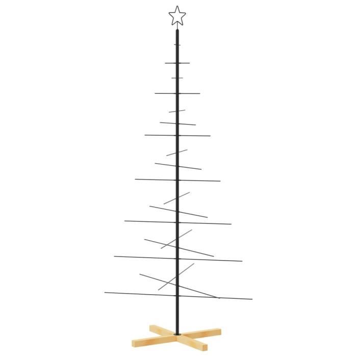 VidaXL Arbre de Noël en métal avec base en bois noir 180 cm 359605