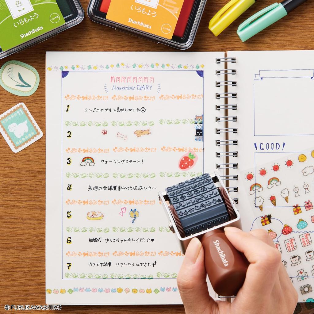 Shachihata Rotating Decorative Stamp Rubber Stamp "Watashibiyori A" NRD-13A8