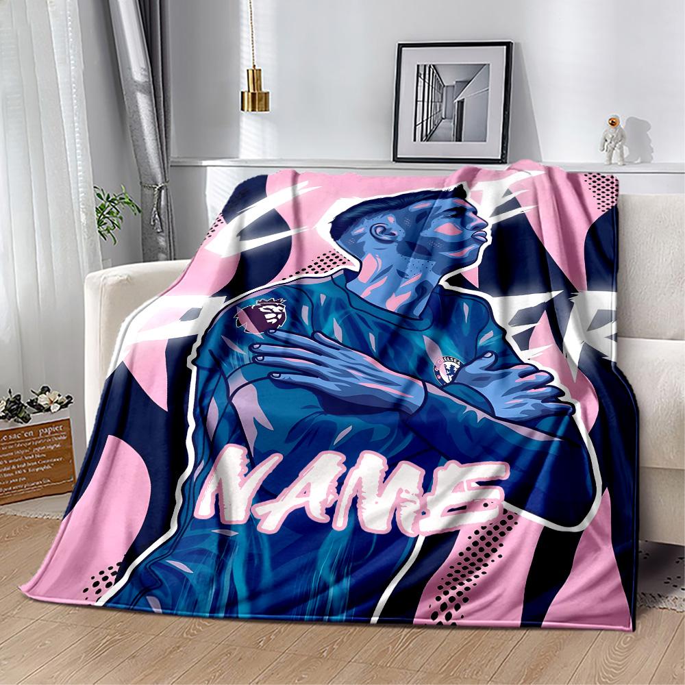 Love Soccer Player Customize Your Name Blanket Throw Personalized Blanket Durable Comfort Suitable for Office Chair Living Room Seaside Bedding