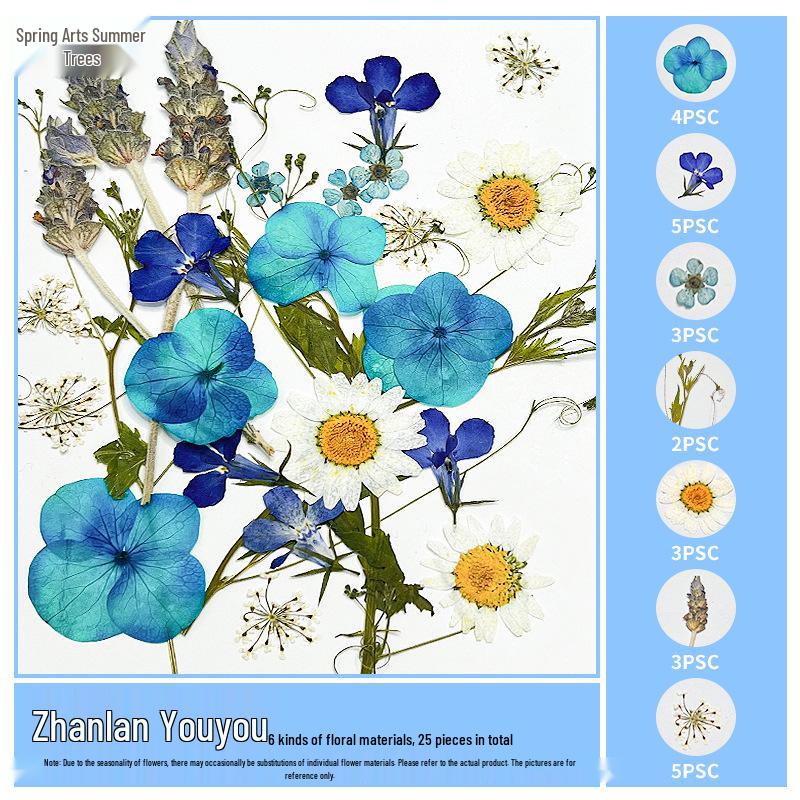 Handmade Pressed Flower Bookmark and Epoxy Sticker Pack with Real Leaf and Plant Specimens for DIY Face Makeup.