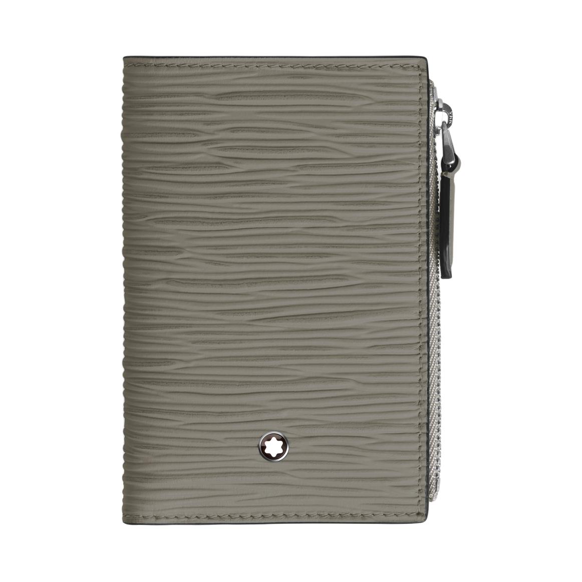 

Montblanc 4810 Series Brand Logo Vertical Leather Wallet Mini Men Wallet Earth-Gray MB199346 Basic Set (Bag+Dust Bag)