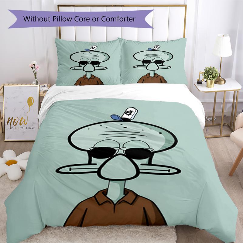 3pcs SpongeBob Bedding Set Duvet Cover Closure Includes 1 Duvet Cover & 2 Pillowcases, Soft and Comfortable for All Seasons.