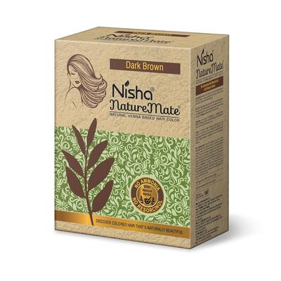 Nisha Nature Mate Henna-Pulver Haarfarbe Dunkelbraun 60g X Packung mit 2 Ammoniakfreier Kräuterfarbe