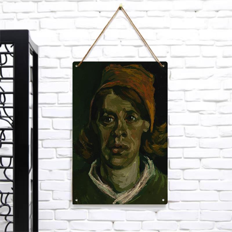 Custom Van Gogh Style Portrait Metal Wall Art Vintage Home Decor Hanging Painting