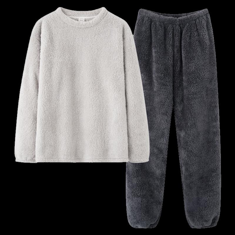 Shenbaolai Men's Winter Warm Coral Fleece Pajama Set