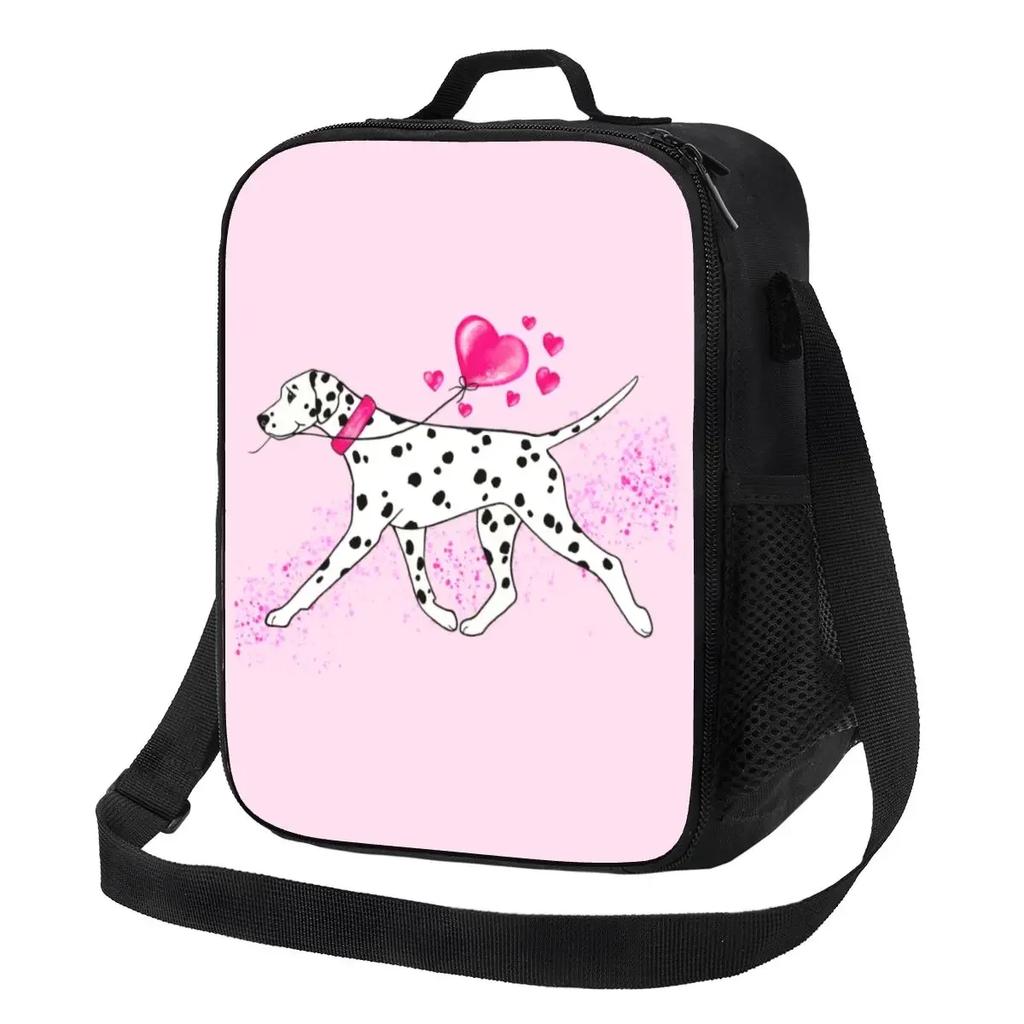 Dalmatian Spots Design Insulated Lunch Tote Bag for Polka Dot Leopard Carriage Firehouse Plum Pudding Dog Resuable Bento Box