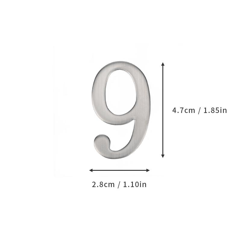 Aluminum Alloy Door Number with Backing Adhesive 5*3cm Silver House Number Apartment Door Number for Outdoor Hotel Home Mailbox