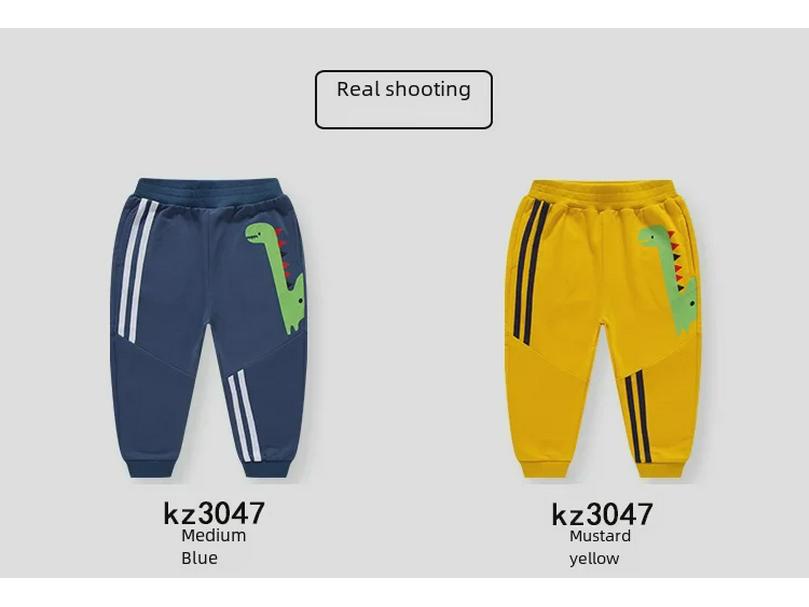 Dinosaur Print Cotton Boy's Casual Sports Pants – Kids' Trendy Trousers