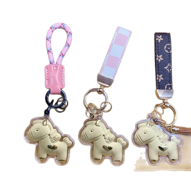 Year of the Horse Gold Keychain: Creative Cartoon Pony Pendant Gift for Friends