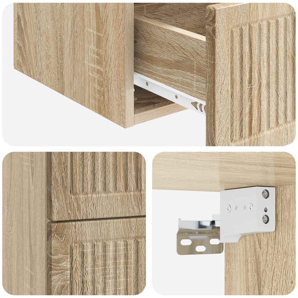Wall Mounted Nightstand Sonoma Oak 33 x 34.5 x 40 cm