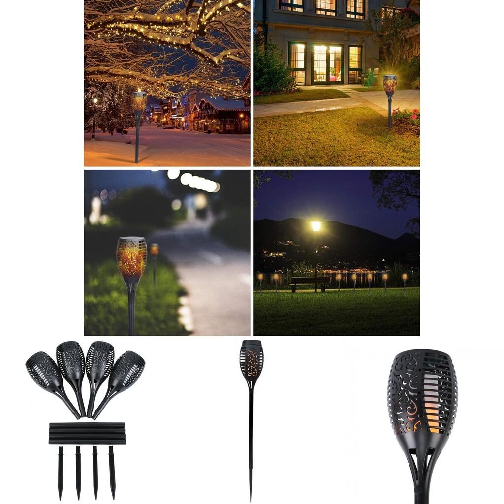Elegant Solar Flame Torch Light With 12 Led Amber Glow Perfect For Outdoor Garden Decor