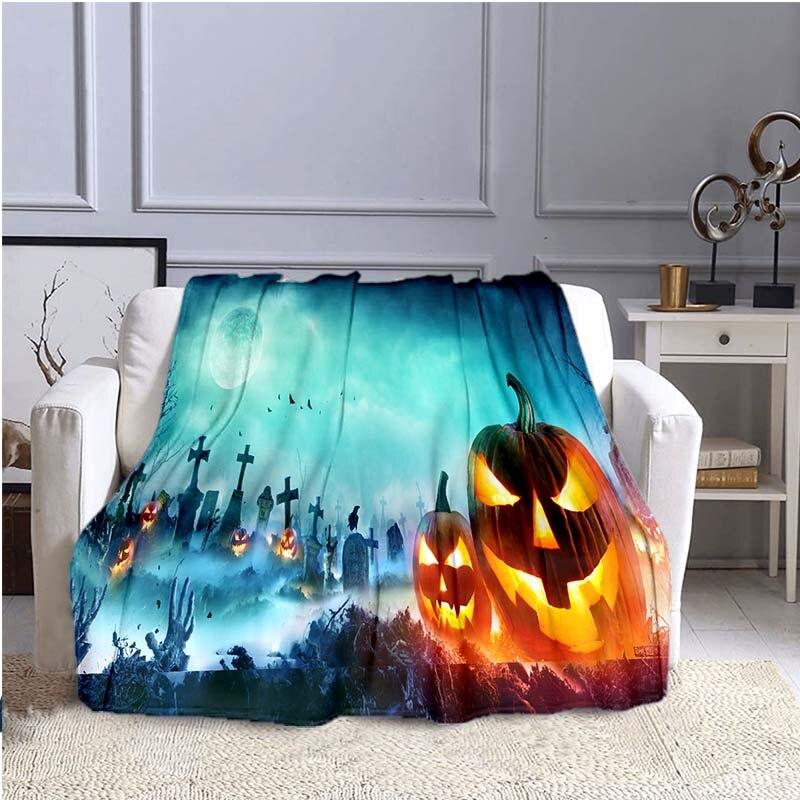 Halloween Horror Pumpkin Huanted House 3D Print Blanket Sofa Bed Blanket Super Soft Warm  Blanket Cover Fleece Throw Blanket