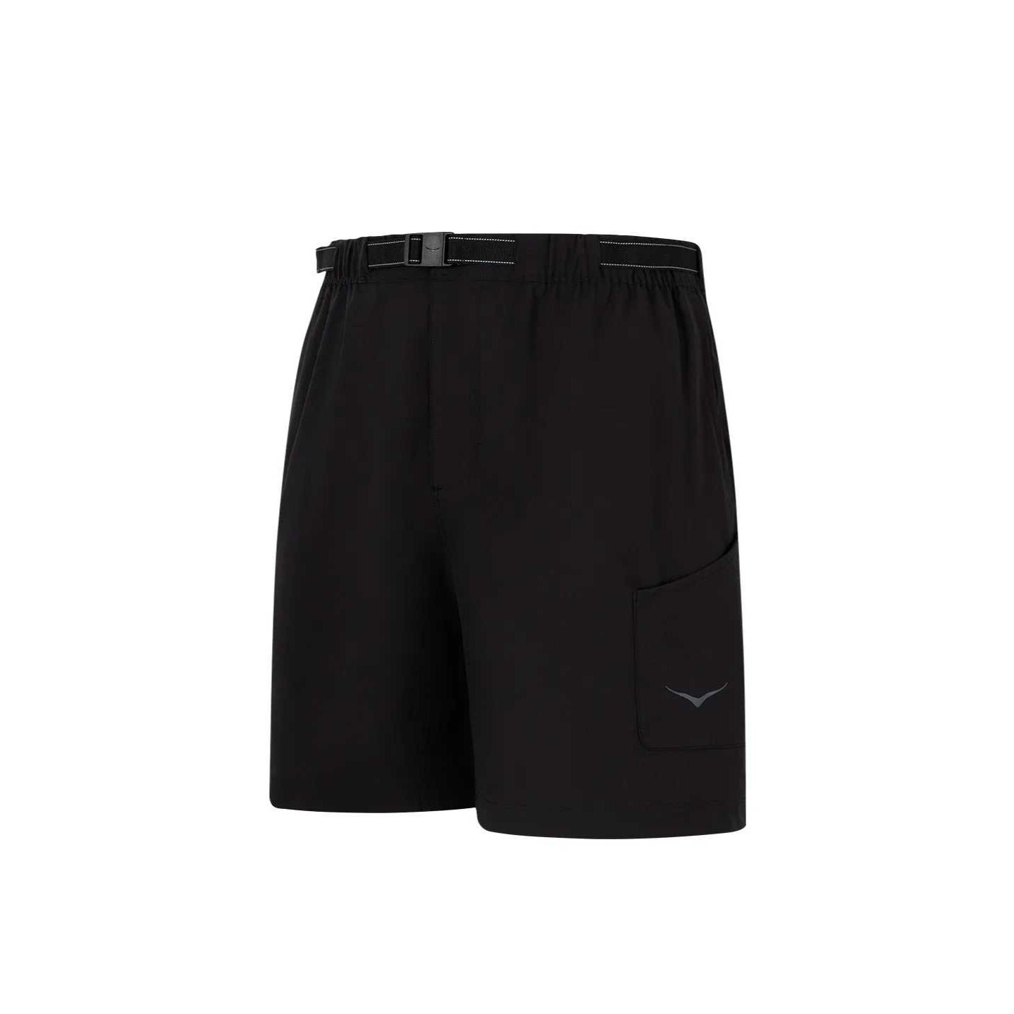 Hoka One One Water-Resistant Tear-Resistant Solid Mid-Rise Casual Shorts Men shorts 1174330-BLK S
