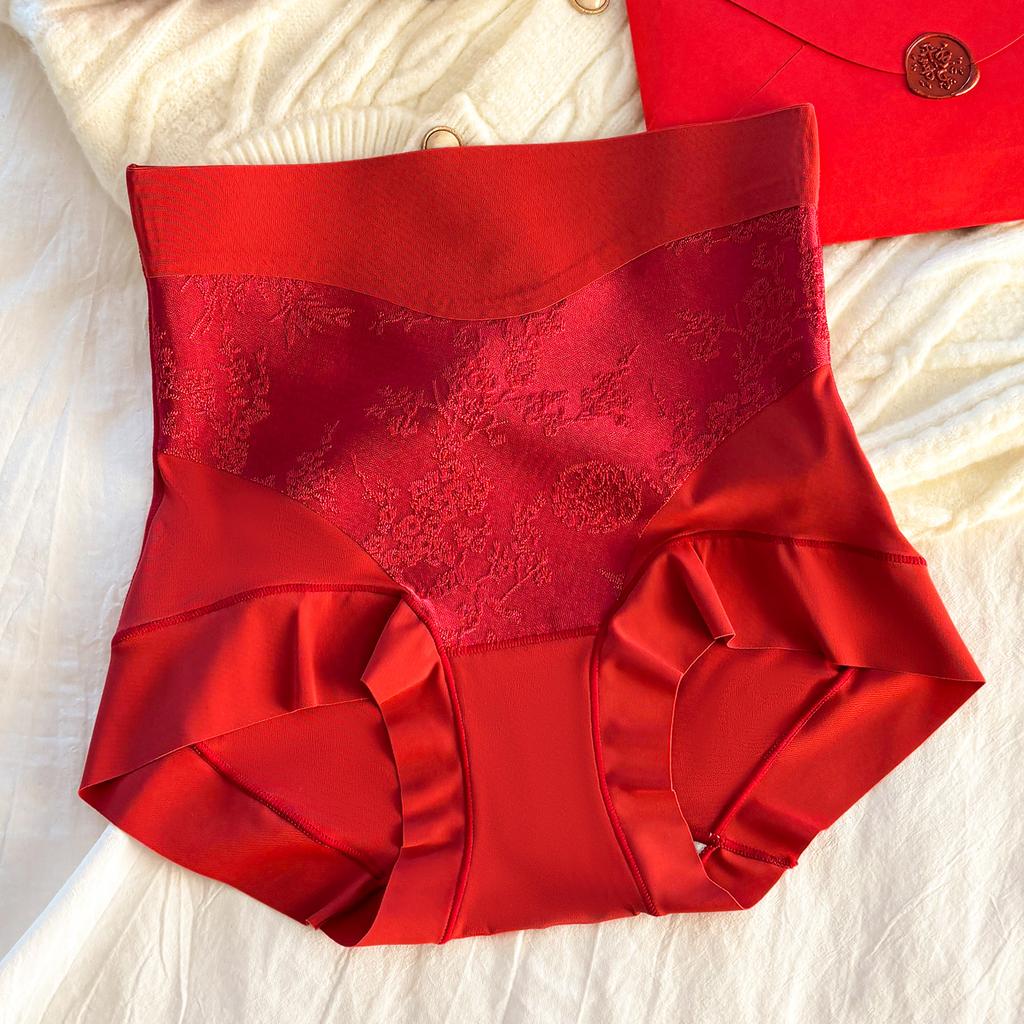 Ladies Spring and Autumn New Style Lace Jacquard Shape High Waist Triangle Briefs