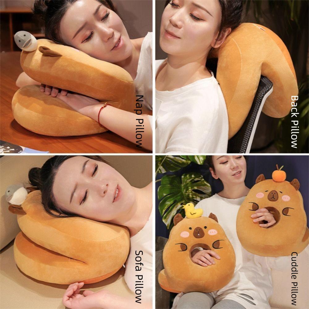 Super Soft Capybara Office Nap Pillow Double-sided Capybara Neck Pillow Hand Warmer Pillow  Office