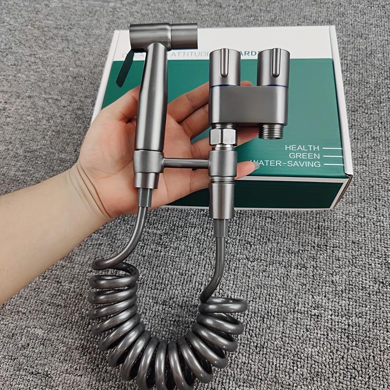 1 Set Wall-Mounted Handheld Bidet Kit, with Stainless Steel Spray Gun, Telescopic Telephone Tube, and Bracket, for Hygienic Toilet Training