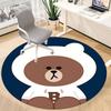 1pc Brown Bear Line Office Round Area Rug, Under Office Chairs Bedroom Living Room Home Decor  a1022115