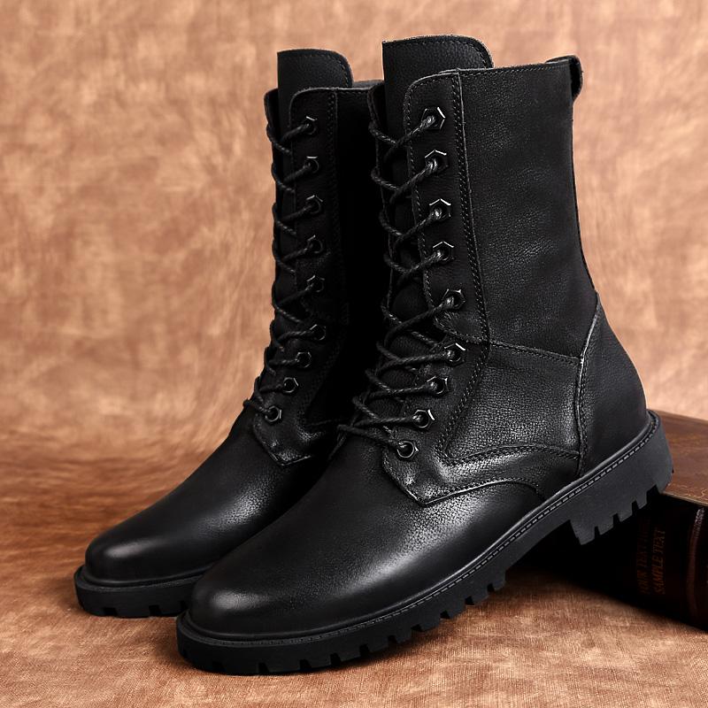 Fashion New Arrival Motorcycle Boots Genuine Leather Men Winter Shoes Warm Waterproof Man Boots Luxury Motorcycle Footwear Casual Shoes