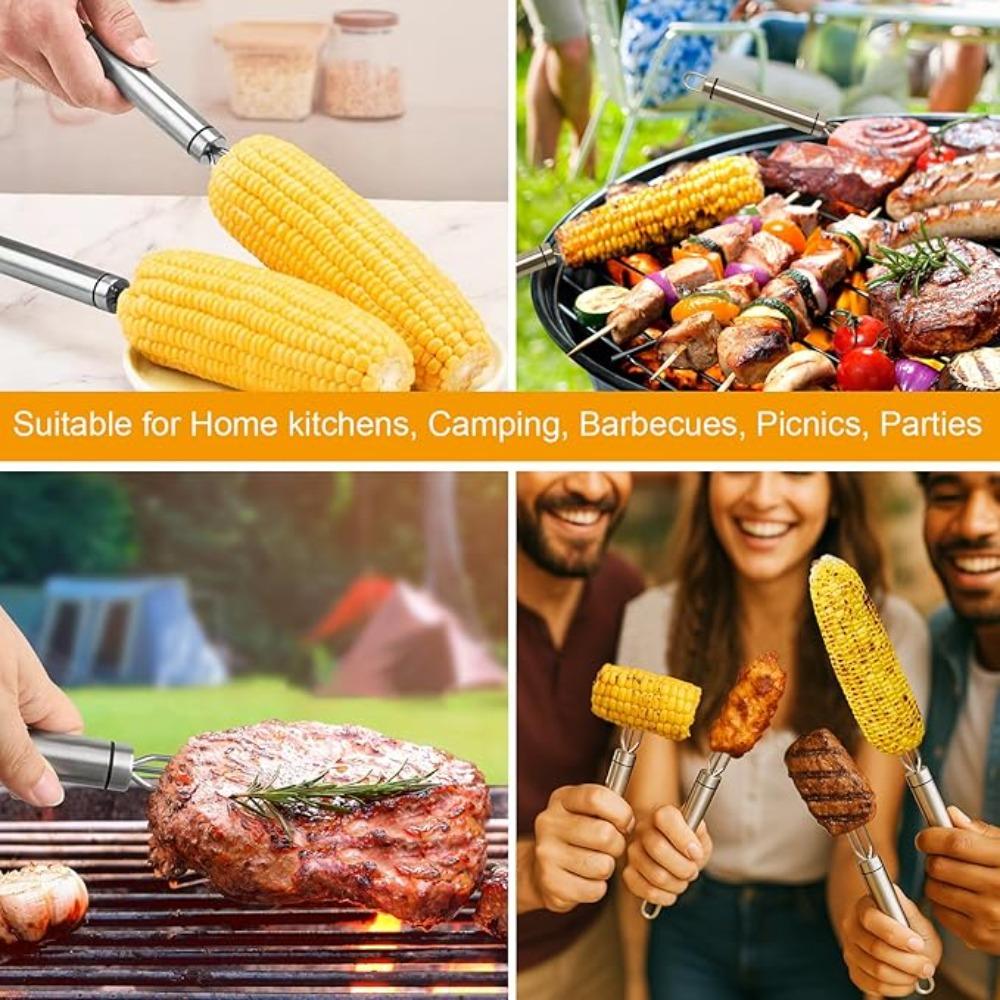5pcs 3 Prong Corn Forks Set Reusable Roast Holder Barbecue Accessory Grilled Sausage Prod  Grill