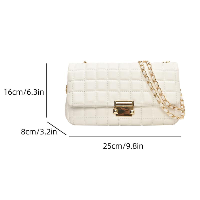 New Summer Versatile Chain Crossbody Bag Fashionable One Shoulder Stick Bag with Lingge Embroidered Thread