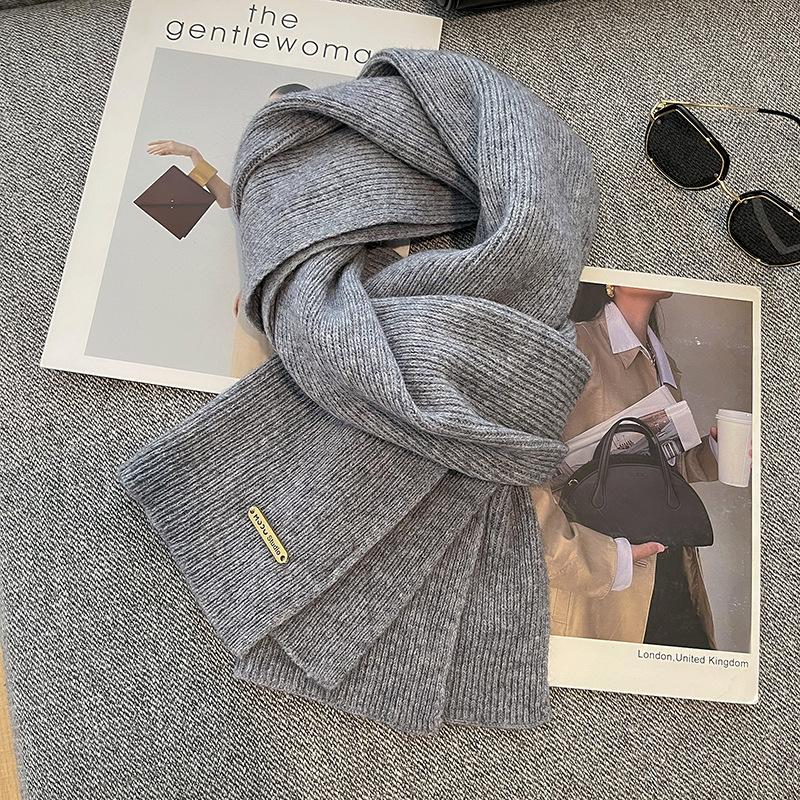 100 pure wool scarf wool camel beige warm knitted scarf versatile men's and women's scarves