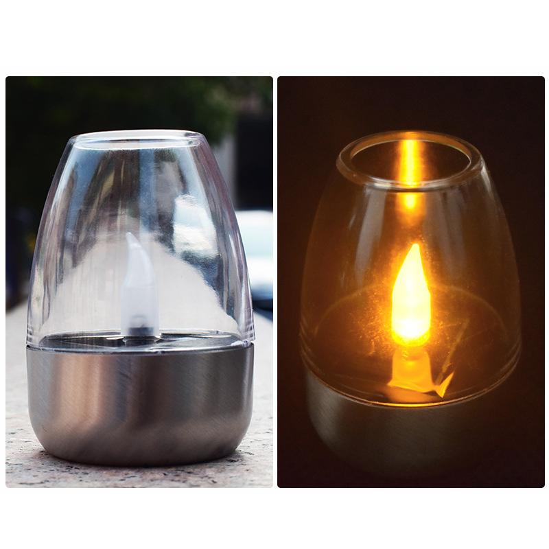 Solar Kerzenlicht Flammenlose LED Nachtlichter Edelstahl Wasserdicht Rasenlicht Außen Garten Geburtstagsfeier Deko
