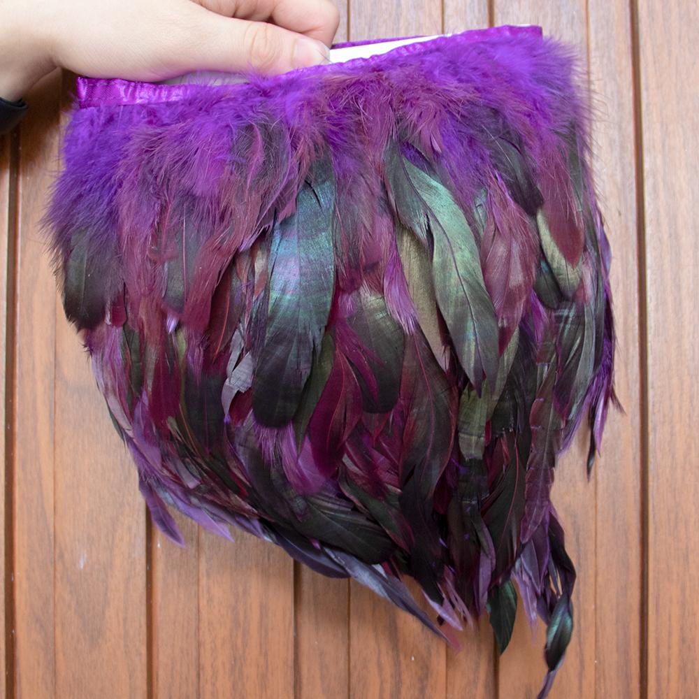 

1m Rooster Feather Craft Decoration Tassel 13-18cm Color Feather Ribbon Diy Sewing Uniform Festival Decorations 1m фиолетовый
