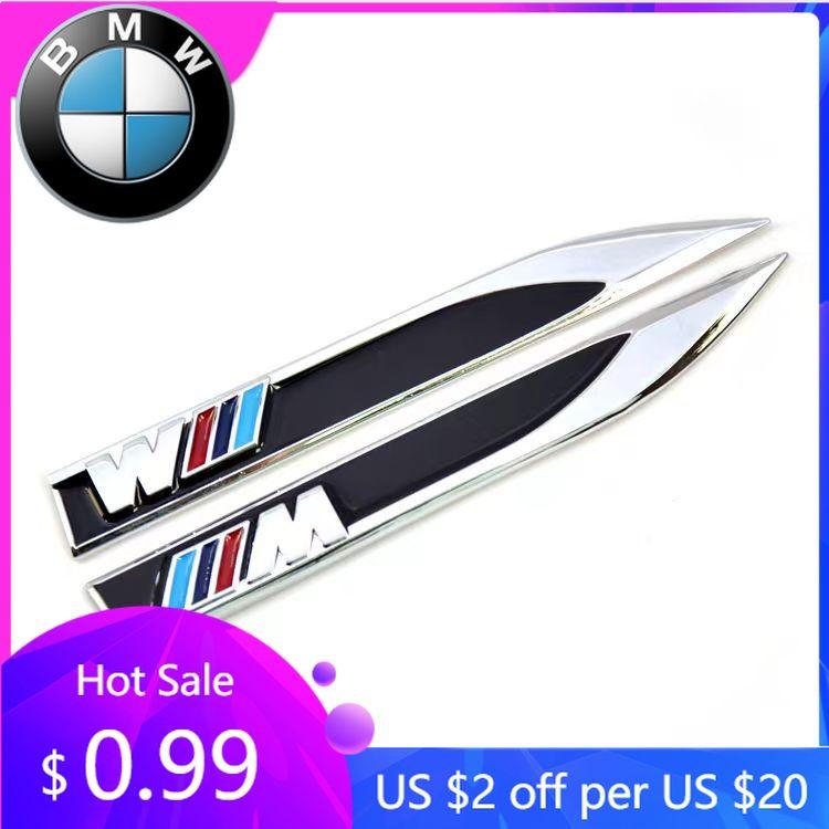 BAGD7 2026 Car Sticker 2pcs Epoxy Sticker Car Fender Side Wing Emblem Badge Sticker For BMW M M3 M5 X1 X3 X5 X6 E90 E91 E92 E93 M3 E60