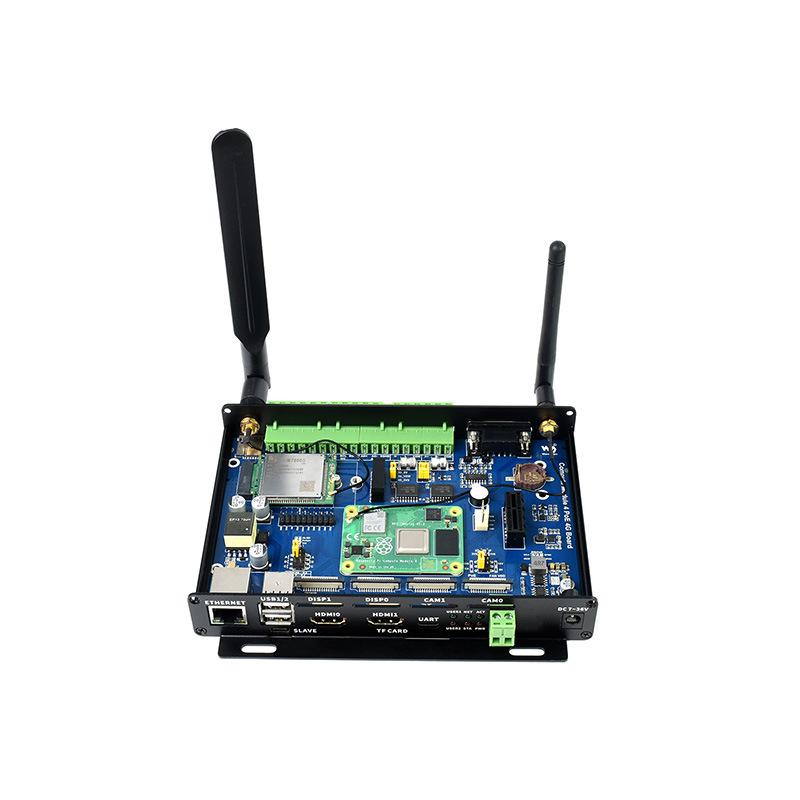 Raspberry Pi CM4 IoT PoE Board with Dual DSI/CSI, 5G/4G Module, RS485/RS232 Support