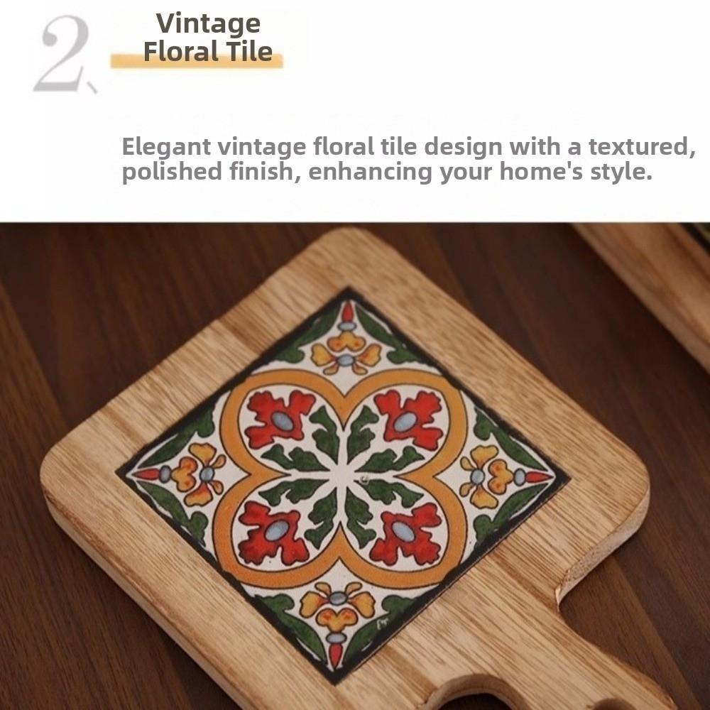 Retro Wood Coaster Heat Resistant Wooden Placemat Pots and Pans Table Protector  Dining Table