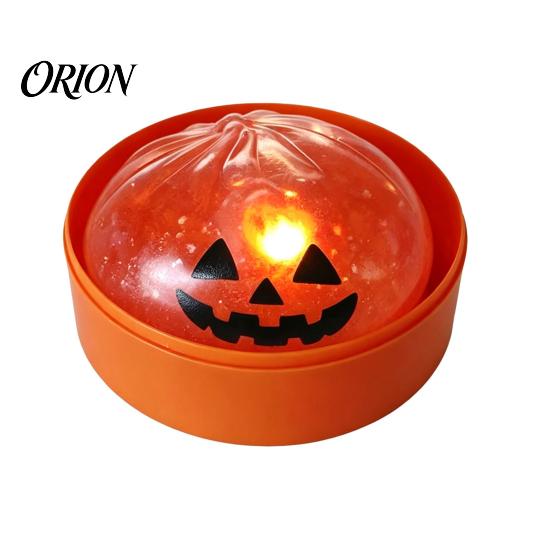 Sensory Fidget Toys Halloween Glitter Dumpling Squeeze Toy, Spooky Ghost Pumpkin with Steamer, Cute Stress Relief Slow Rising Bun Toy LED Light