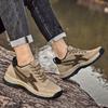 Men's Breathable Genuine Leather & Mesh Hidden Elevator Casual Sneakers Lift Outdoor Sports Work Hiking Height Increasing Shoes