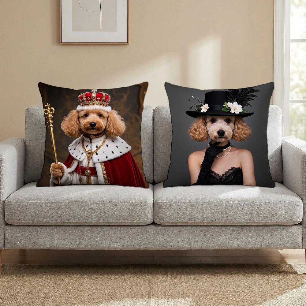 Poodle Dog Cushion Cover Multi-Scene Pillow Cover for Home & Car - Reversible, Soft & Durable for Daily Use