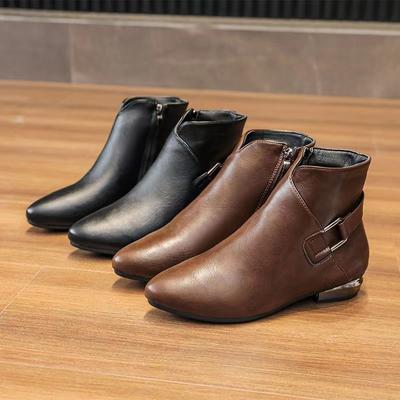 Soft Leather Short Boots Women's 2024 Autumn Winter New Flat Non-slip Womens Shoes Lace Up Women's Single Boots Platform Shoes