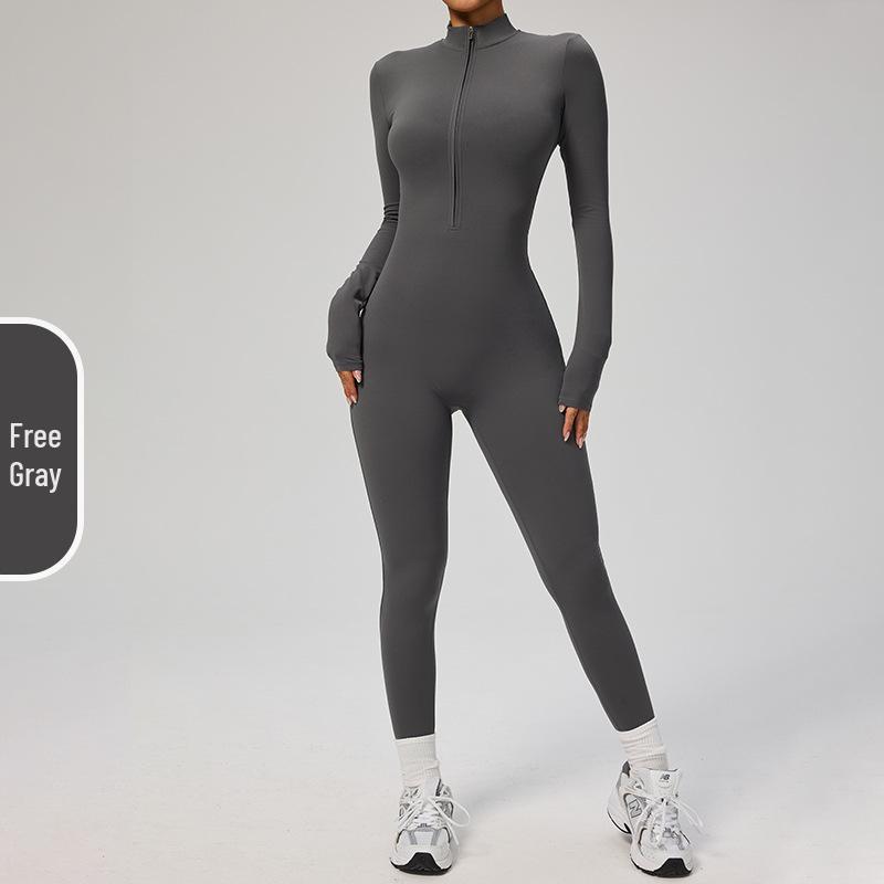 

Manyi Zipper Nude Long Sleeve Yoga & Fitness Jumpsuit 8306 Extra Large