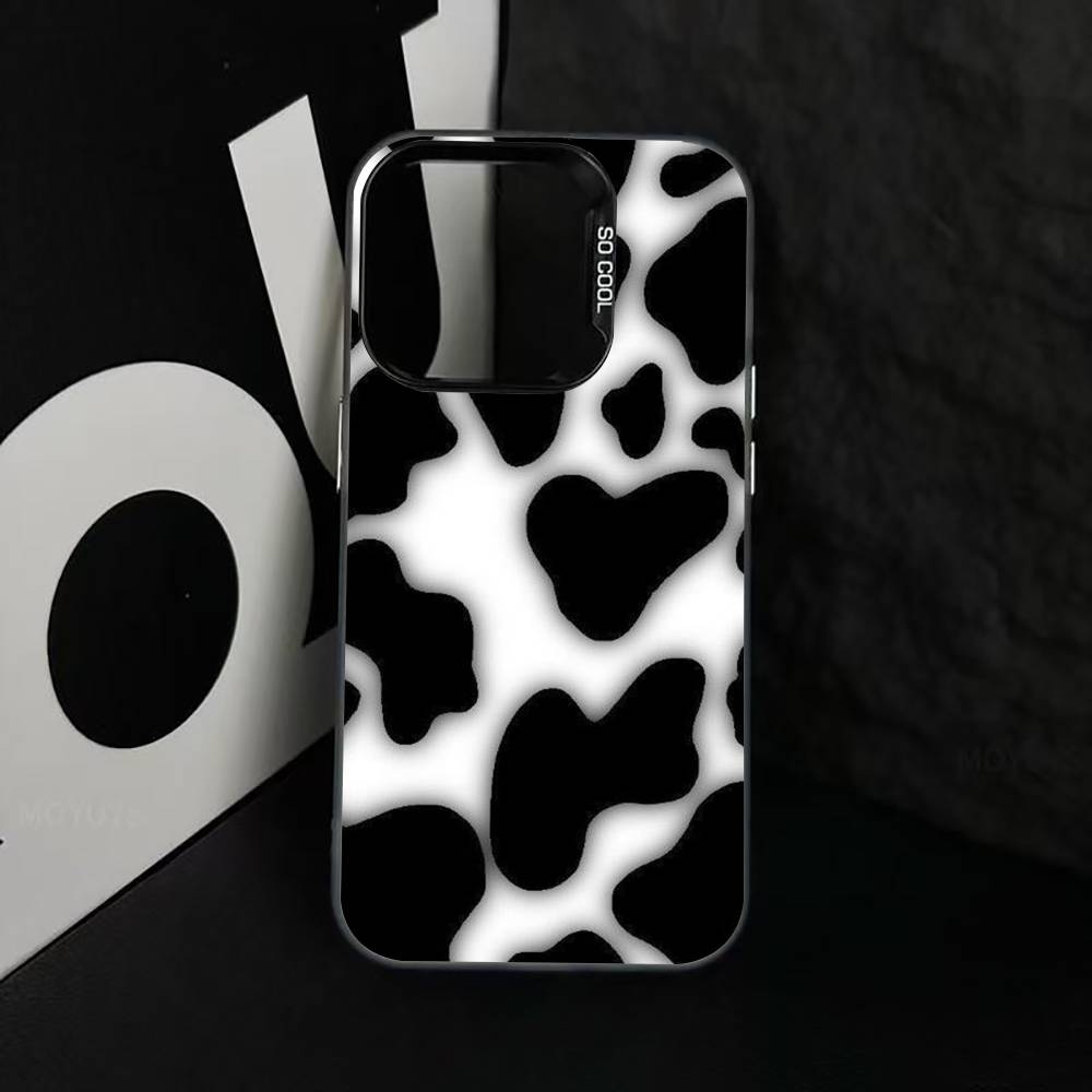 Coque de téléphone imprimé vache pour iPhone 17,16,15,14,13,12,11 Plus,Pro Max,XS,Coque de téléphone argentée colorée Funda Cover