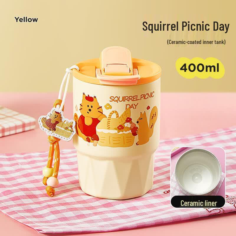 RELEA 400ml Ceramic Lined Insulated Straw Cup
