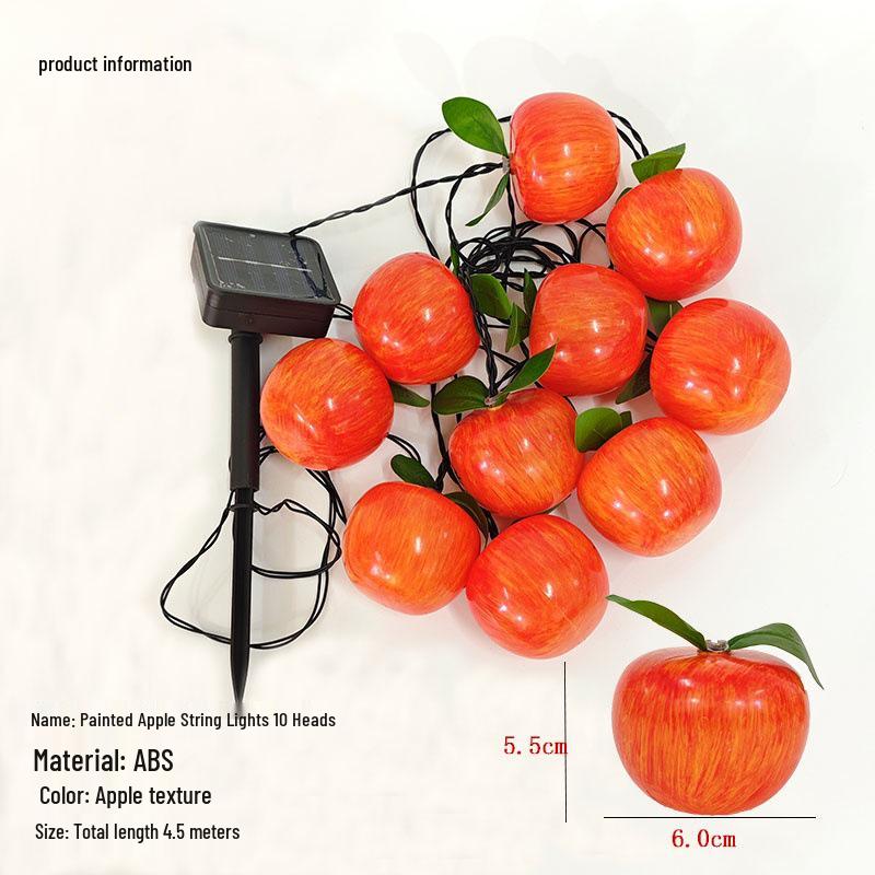 Waterproof Solar Fruit String Lights: Apple & Orange Harvest Festival Decoration