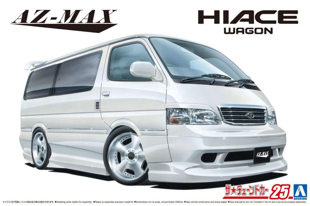 Aoshima Bunka Kyozaisha Vyladěná řada aut Toyota Azmax KZH100 Hiace 1999 Plastikový model 1/24 č.25
