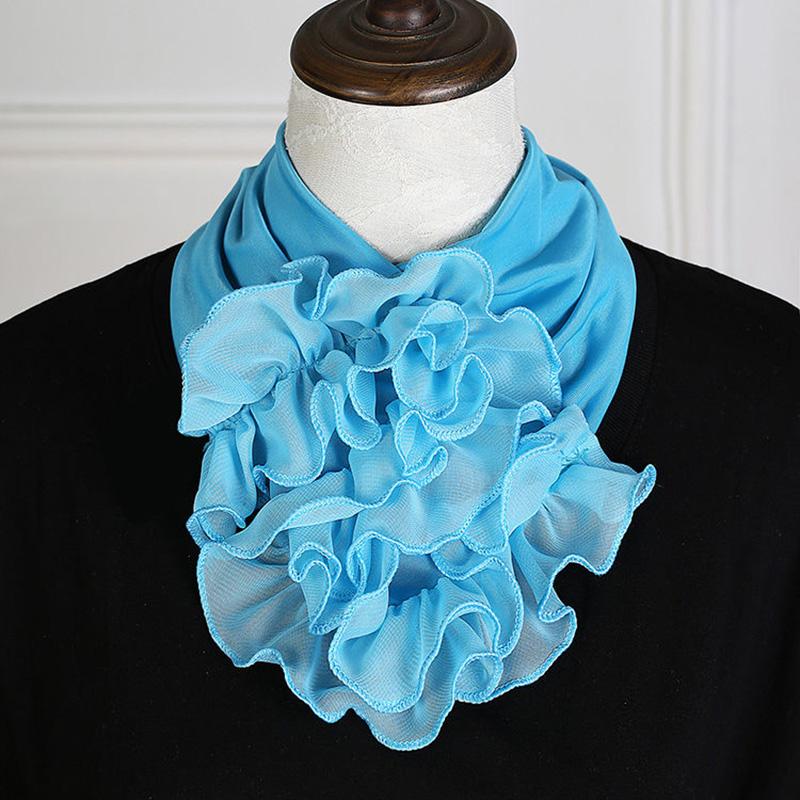 Korean Floral Chiffon Neck Guard False Collar Hedging Scarf Summer Women Ice Silk Protect Cervical Elastic Bib Headneck P51