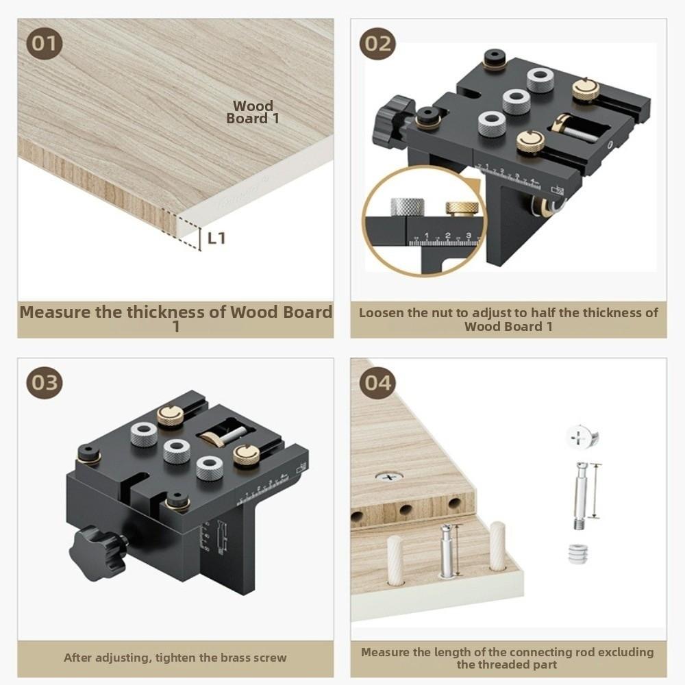 3-in-1 Design Doweling Jig Kit High Precision Woodworking Drilling Locator Furniture Repair
