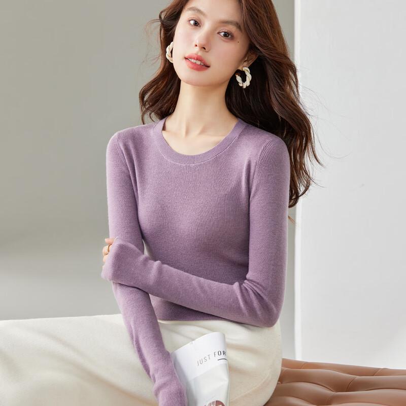 CARBAMMI Women's Slim-Fit Round Neck Knit Sweater