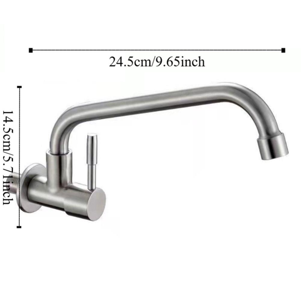 Wall Mounted Rotatable Kitchen Faucet Stainless Steel Single Cold Water Faucet  Washbasin