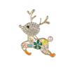 Cross-Border Reindeer Christmas Brooch with Green Wreath & Bell Drip Oil Design