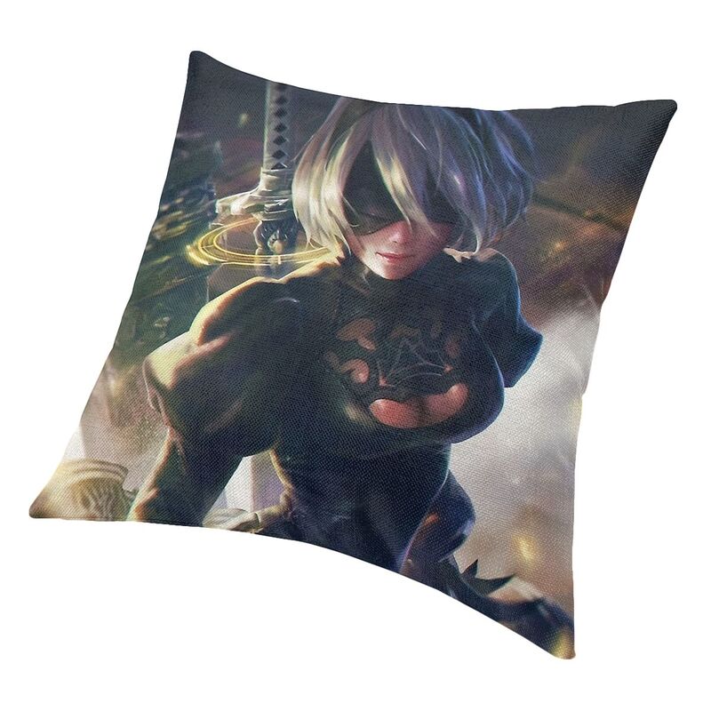 Anime Cartoon Game Nier Automata Cushion Cover Sofa Decoration Sexy Girl Yorha Square Throw Pillow Cover 45X45